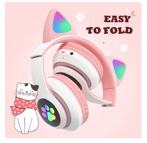 Cute Cat Ears Headphone Bluetooth5.0 Stereo With Mic